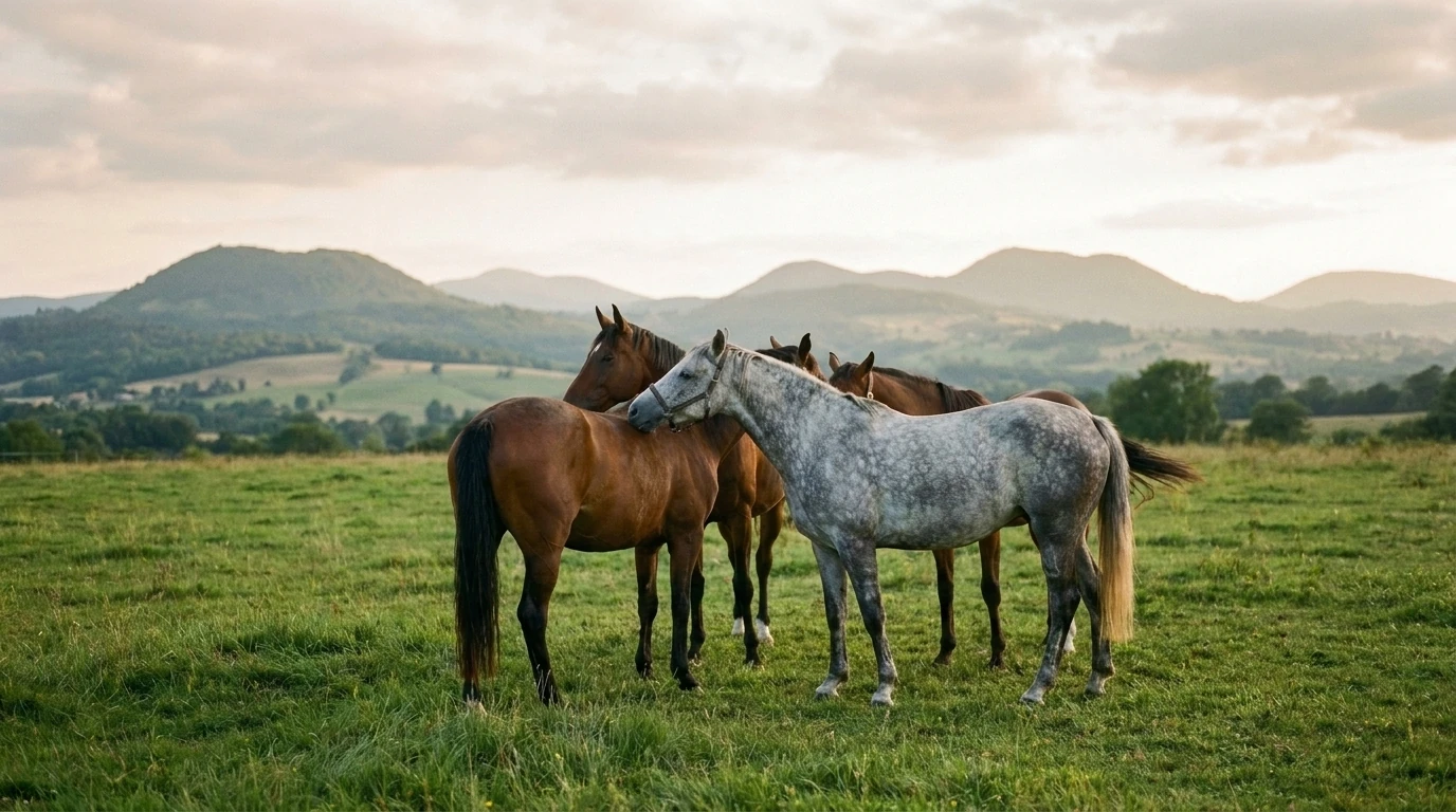 Les chevaux du Equi Nat en liberté, Puy-de-Dôme